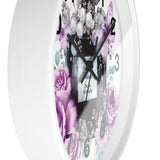 Wall Clock - Purple Midnight Roses - Perfume Bottle White