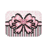 Ballet Pink Black Ruffle Leopard Bow Couture - Bath Mat