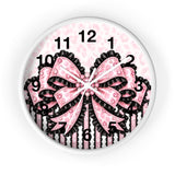 Ballet Pink Black Ruffle Leopard Bow Couture - Wall Clock