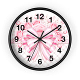 Candy Stripe Pink Couture Bow - Wall Clock