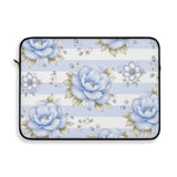 Powder Blue Sugar Blossom Stripes - Laptop Sleeve
