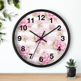 Blush Pink Garden Dream Stripes - Wall Clock