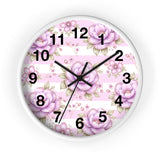 Lilac Sugar Blossom Stripes - Wall Clock