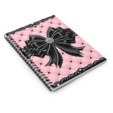 Obsidian Lace Bow in Princess Pink - Spiral Notebook