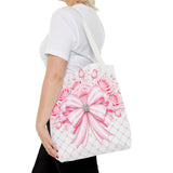 Candy Stripe Pink Couture Bow - Tote Bag