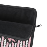 Ballet Pink Black Ruffle Leopard Bow Couture- Laptop Sleeve