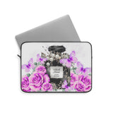 Laptop Sleeve - Purple Midnight Roses - Perfume Bottle White