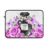Laptop Sleeve - Purple Midnight Roses - Perfume Bottle White