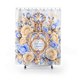 Buttercream Sapphire Blossom Perfume Bottle - Shower Curtains