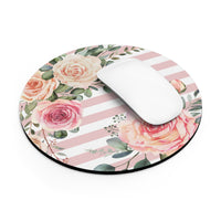 Mouse Pad-Pink Cream Floral Dream-Stripes