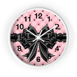 Obsidian Lace Bow in Princess Pink - Wall Clock