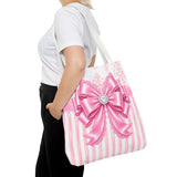 Princess Pink Damask Bow - Tote Bag
