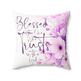 Purple Flower Bouquet - Blessed is the One - Square Pillow (Faith)