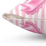 Princess Pink Damask Bow - Square Pillow