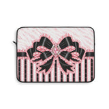 Black & Pink Ruffle Bow Couture | Pink Zebra Print - Laptop Sleeve