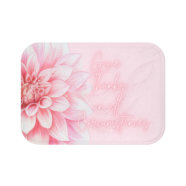 Bath Mat - Pink Dahlia Glitter - Give Thanks in all Circumstances