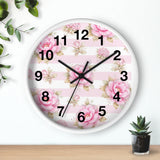 Blush Pink Garden Dream Stripes - Wall Clock