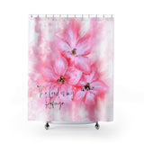 Shower Curtains - Pink Passion Plumeria Watercolor - The Lord is my Refuge (Faith)