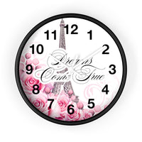 Wall Clock - Dreams Come True - Paris Dreams - Pink