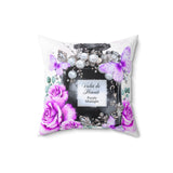 Square Pillow - Purple Midnight Roses - Perfume Bottle White