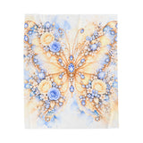 Buttercream Sapphire Blossom Butterfly — Throw Blanket