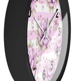 Lilac Sugar Blossom Stripes - Wall Clock