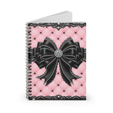 Obsidian Lace Bow in Princess Pink - Spiral Notebook