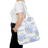 Powder Blue Sugar Blossom Stripes - Tote Bag