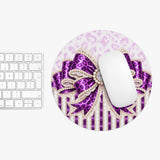 Purple Leopard Bow Couture - Mouse Pad