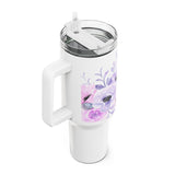 Glam Cup Tumbler, 40oz - Pink & Purple Floral - White