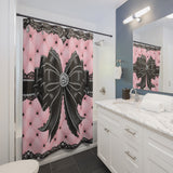 Obsidian Lace Bow in Princess Pink - Shower Curtains