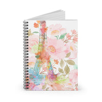 Small Spiral Notebook, 6x8in - Pink Paris Watercolor