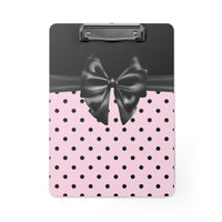 Clipboard-Glam Black Bow-Soft Pink-Black Polka Dots