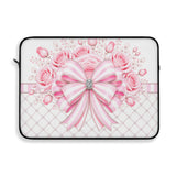 Candy Stripe Pink Couture Bow - Laptop Sleeve