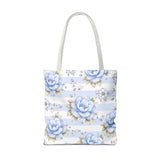 Powder Blue Sugar Blossom Stripes - Tote Bag