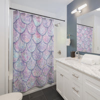 Shower Curtains-Mermaid Scales-Pink Purple Glitter Sparkles