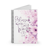 Purple Flower Bouquet - Blessed is the One - Spiral Notebook (Faith)