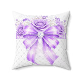 Purple Couture Diamond Bow - Square Pillow