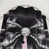 Black Satin Diamond Bow - Pink Polka Dots- Shower Curtains