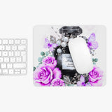 Mouse Pad - Purple Midnight Roses - Perfume Bottle White
