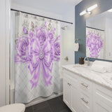 Lavender Lace Diamond Bow - Shower Curtains
