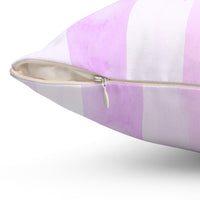 Square Pillow -Lavender Ribbons & Roses - Glam Watercolor Floral Stripes
