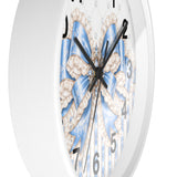 Celestial Blue Diamond | Damask Bow Couture - Wall Clock
