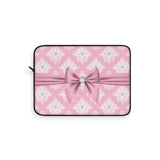 Laptop Sleeve-Glam Pink Mauve Bow-White Damask Diamonds