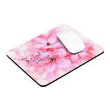 Mouse Pad - Passion Pink Floral Watercolor - The Lord is my Refuge (Faith)