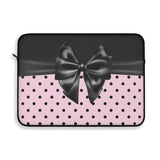 Laptop Sleeve-Glam Black Bow-Soft Pink-Black Polka Dots