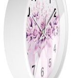 Wall Clock - Lavender Ribbons & Roses - Glam Watercolor Floral Stripes