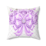 Lavender Lace Diamond Bow - Square Pillow