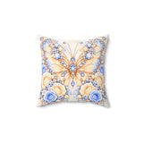Buttercream Sapphire Blossom Butterfly - Square Pillow