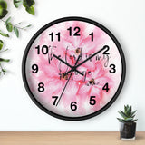 Wall Clock - Pink Passion Watercolor Plumeria - The Lord is my Refuge (Faith)